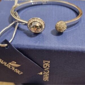 Swarovski Hote Cryssha Silver and Crystal Open Bangle Bracelet